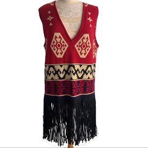 Andrea Jovine VTG 80s Wool Fringe Sweater Dress